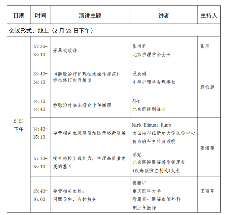 北京护理学会静脉输液治疗大会