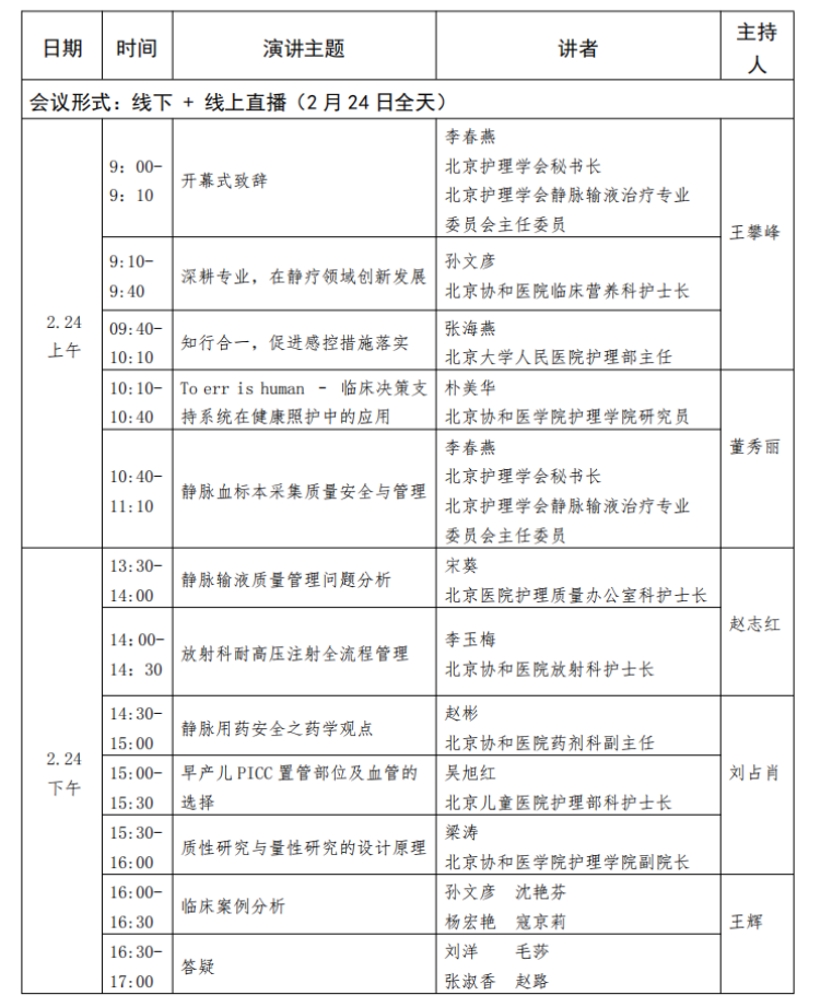 北京护理学会静脉输液治疗大会